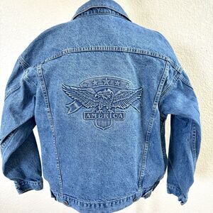 Vintage Tyca American Legion Machinists Aerospace Workers Med Denim Jean Jacket